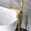 Brushed Gold Floor Freestanding Bathtub Faucet